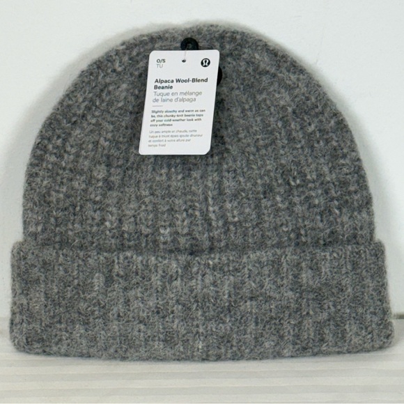 lululemon | Gray Merino Wool Alpaca Blend Beanie Chunky Cozy Soft Unisex O/S main image 9